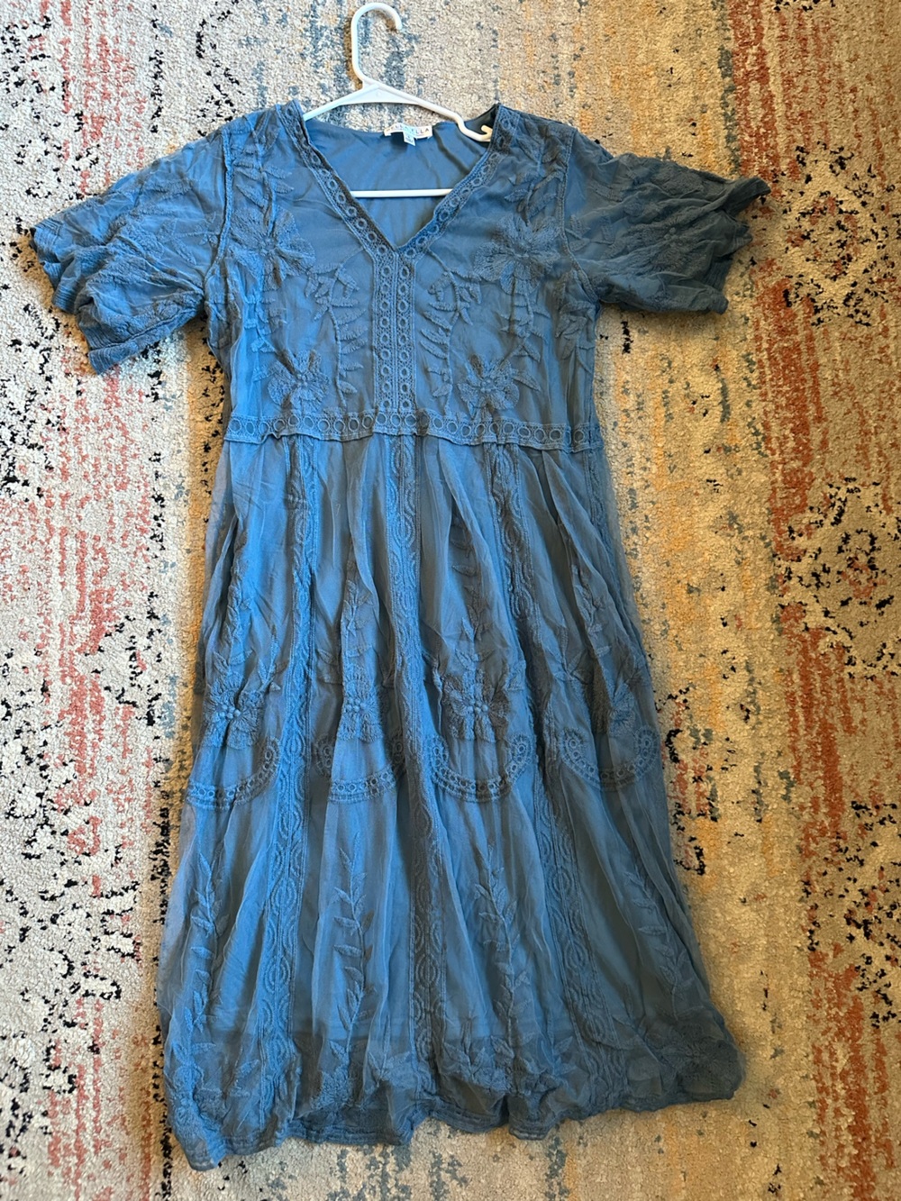 Bella Ella Boutique Blue Lace Midi Dress